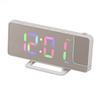 Digital Clock RGB LED Large Screen Mirror Projection Multifunctional Table Electronic Alarm White