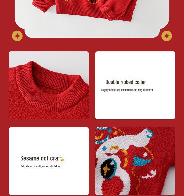 Suéteres de Ano Novo Infantil 2025 - Algodão Tipo A Roupas de Inverno para Meninos e Meninas