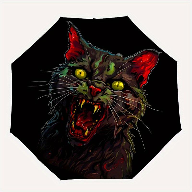 

1pc Zombie Cat Automatic Umbrella High Quality Canopy, Portable Folding Umbrella with, Ideal Gift for - Travel, Everyday, Formal Events, Stylish Acces