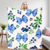 Blue Bow Berry Winter And Summer Dual-Use Comfortable Flannel Blanket, Soft And Sticky Sofa Cover Blanket, Exquisite Gift
