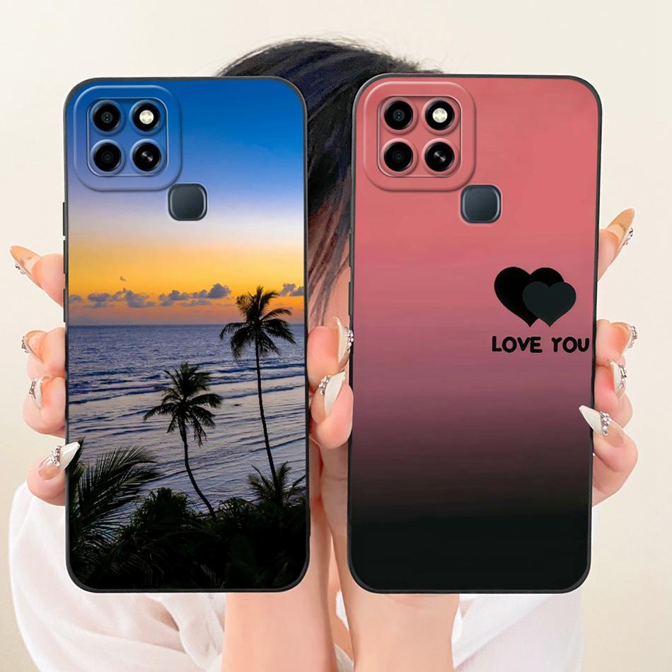 Pro Infinix Smart 6 X6511 X6511B X6511E Módní pouzdro na telefon s malbou západu slunce na pláži Pro Infinix Smart6 Měkké silikonové kryty Nárazníky