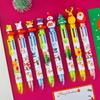 Creative Christmas 6-Color Ballpoint Pen with Cartoon Santa Claus - Ideal for Holiday Journaling and Student Prizes.