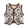 Retro Heklet Hul Ut V-hals Vest Dame Koreansk Broderi Mote Enkeltspent Ermeløs Vest Fransk Casual Overbekledning Topper