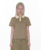 AMES-WORLDWIDE Basic Stripe Collar Tee Brown