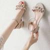 Sandals Women's Summer 2025 New Medium Heel Coarse Heel Versatile One-word Button Women's Shoes Fairy Style with Skirt Fashion Women's Shoes Tide