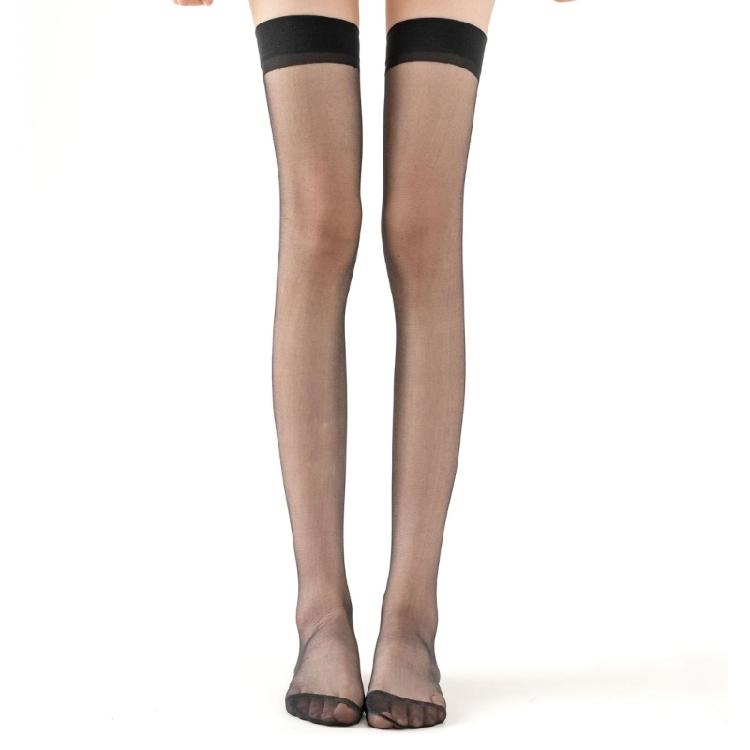 Women Transparent Silky Over Knee Socks Solid Color Sheer Thigh High Stockings