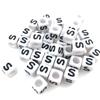 6x6mm Black Letter Beads On White Acrylic Squares for DIY Jewelry and Creative Accessories