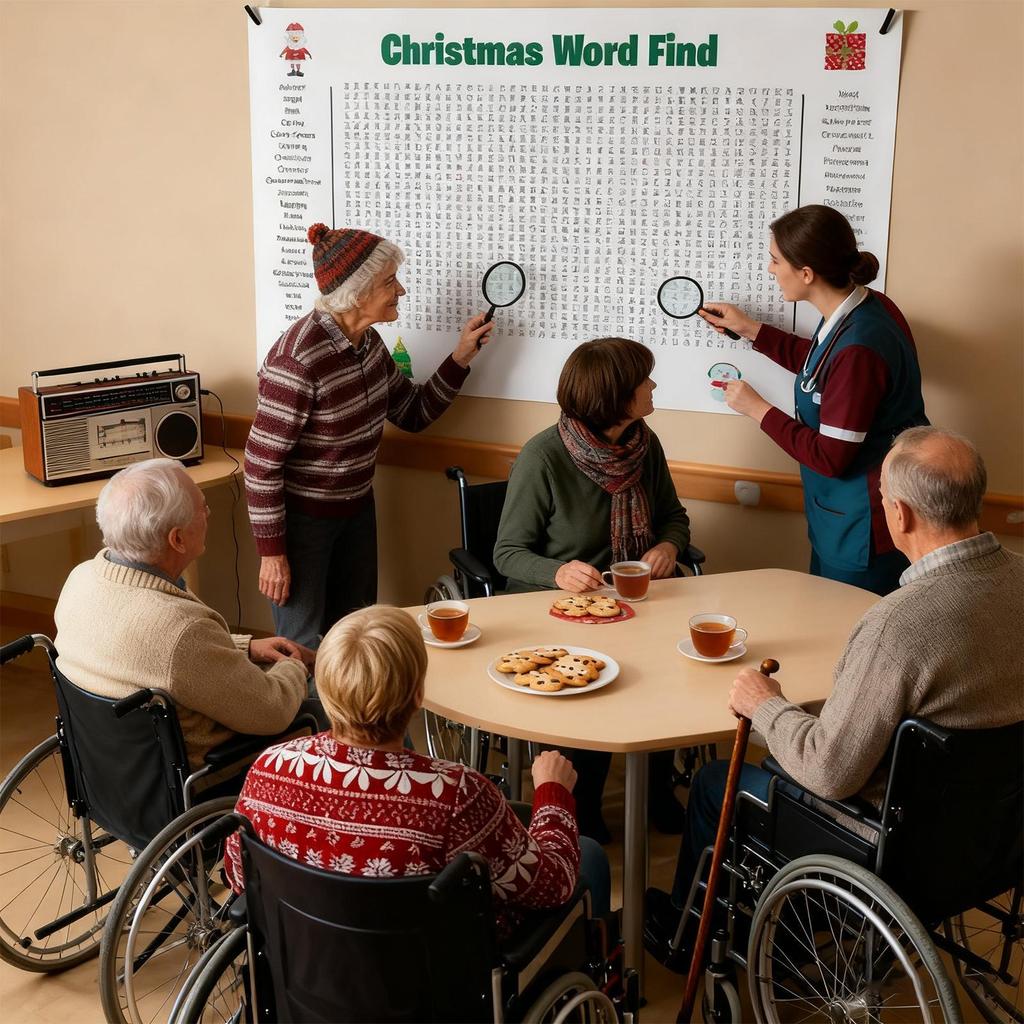 Christmas Word Puzzle Poster, 31x19-Inch Seasonal Party Interactive Family Game, Poster Size Christmas Word Search Game Poster