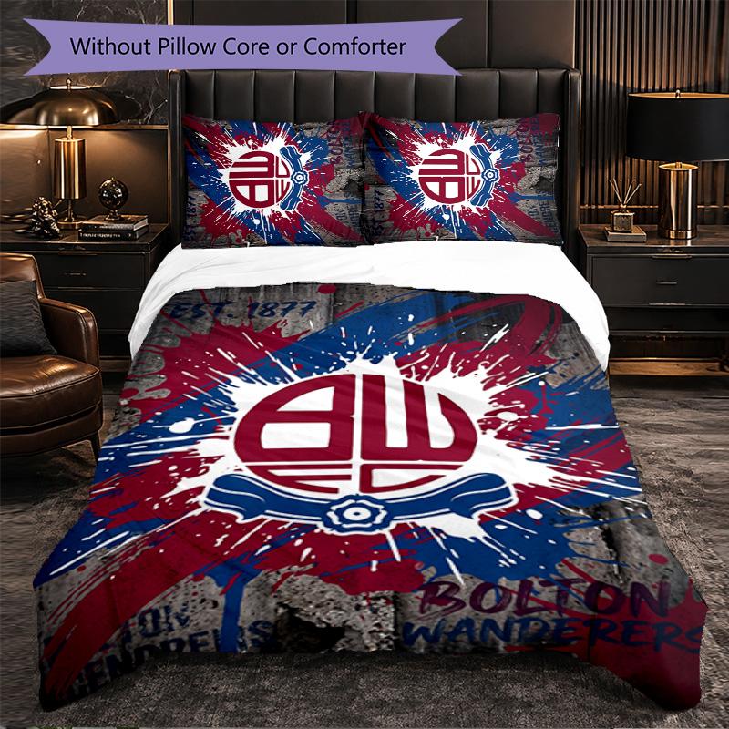Bolton Wanderers FC Themed Bedding 3Pcs Duvet Cover Set Decorative Bed Linen For Teen Room Home Decoration