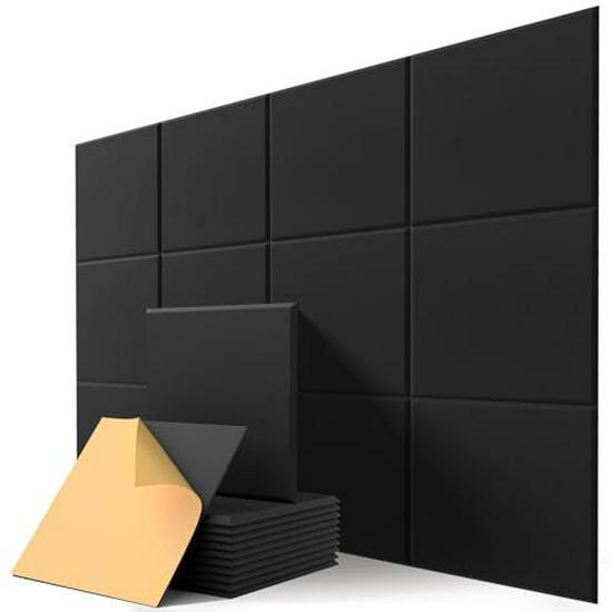 Self-Adhesive Acoustic Wall Panels, 12-Pack - Ideal for Home Studios and Offices