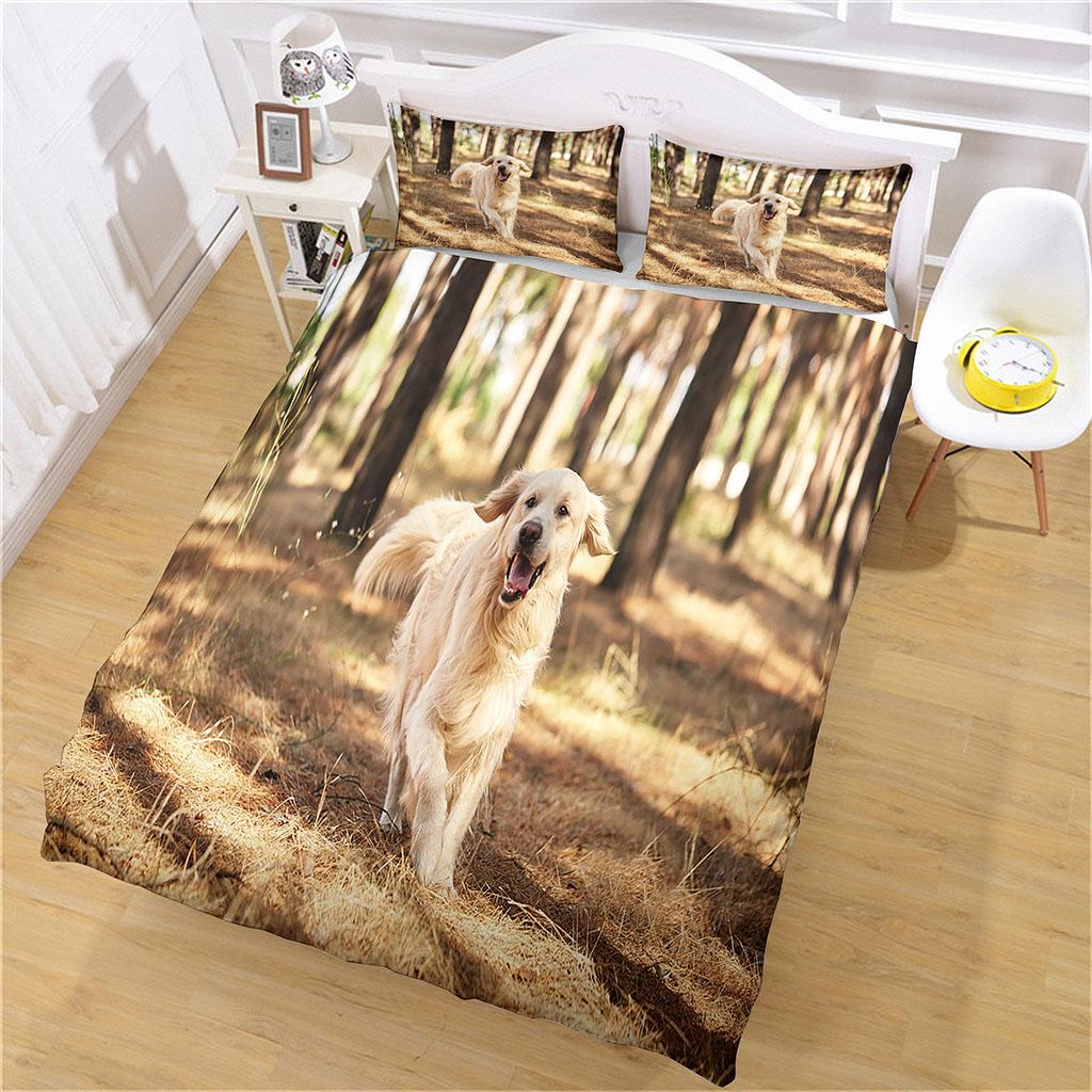 Duvet Covers 3Piece Animal Dog Style Bedding Collection 3D Quilt Cover Pillow Case Full Queen Summer Comforter Collection Home Dormitory
