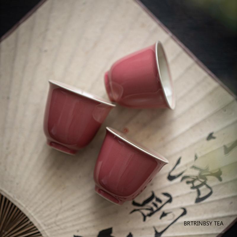 1 Pc Chinese Vintage Ceramic Tea Cup Handmade Solid Color Tea Bowl Travel Personal Master Teacup Household Teaware Tea Set 40ml