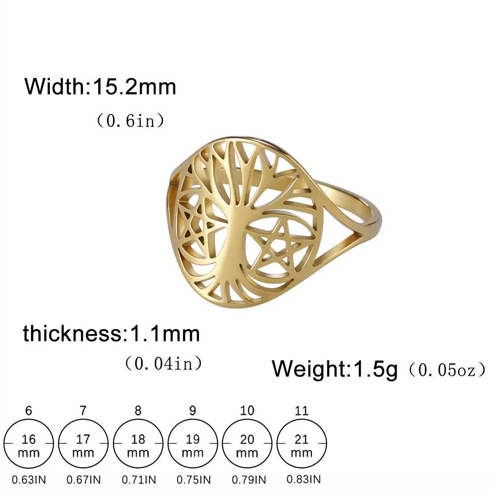 Stainless Steel Tree of Life Ring for Women Vintage Amulet Finger Rings Jewelry Mother's Day Gift
