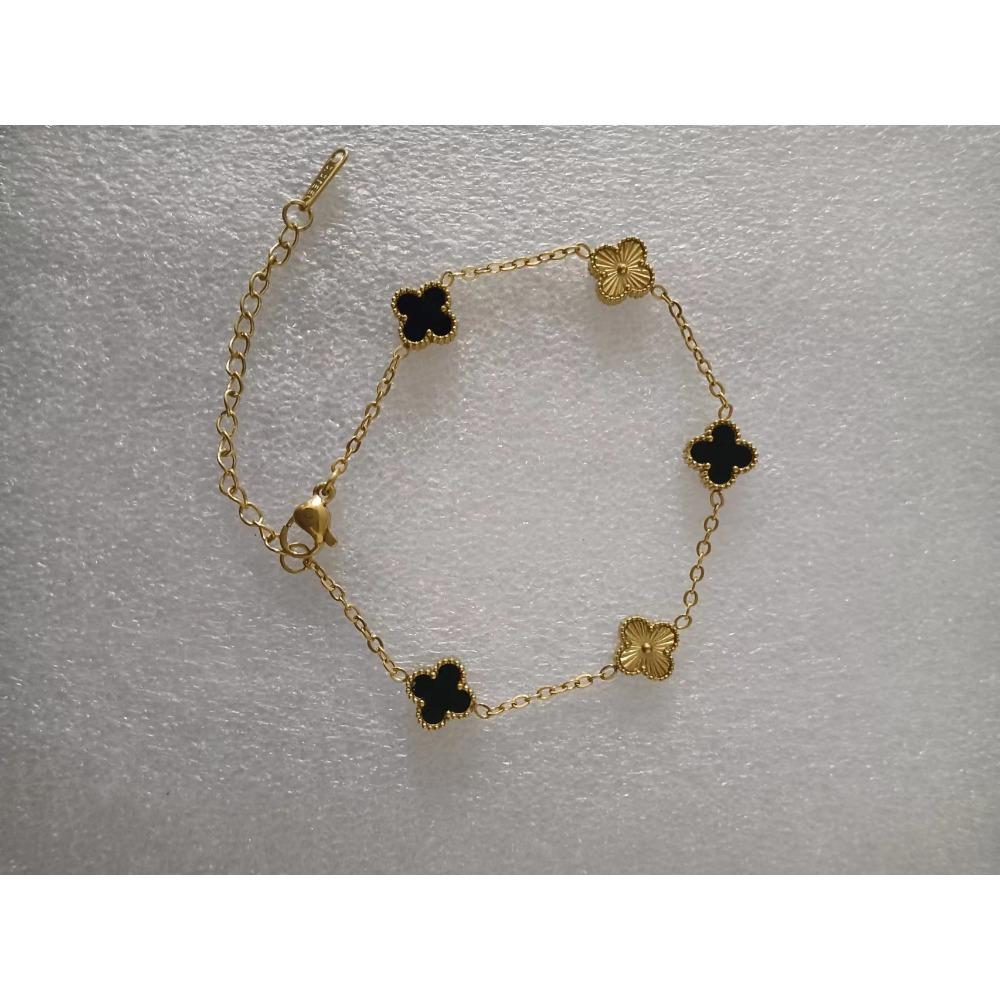 9mm Mini Version of The Lucky Four-leaf Clover Bracelet Double-sided Mother-of-pearl Radium Flower 18K Hundred Fashion Bracelet