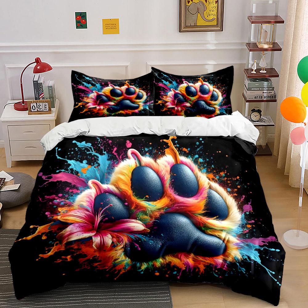 "Vivid pawprint explosion" Bedding sets Duvet covers Pillowcases(1* Duvet Cover 2* Pillowcases without duvet insert)