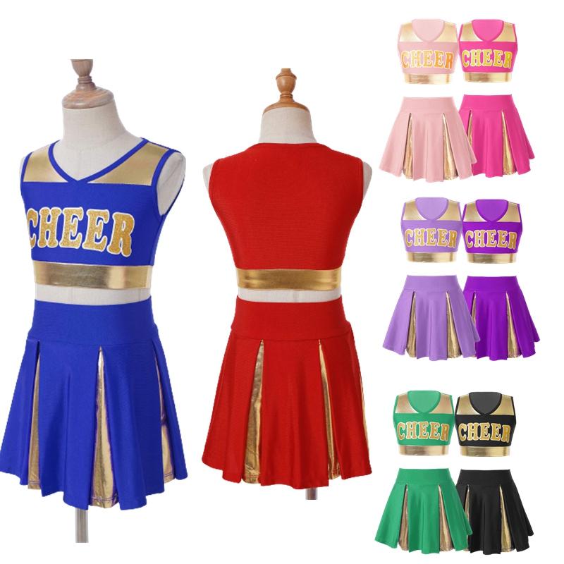 Cheer Uniform Girls Halloween Carnival Party Cosplay oblečení Kostýmy roztleskávaček velikosti 5-16