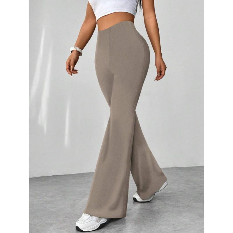 DAFIFY Women's Fashion Casual Solid Color Print High Waist Trousers Pants & Capris