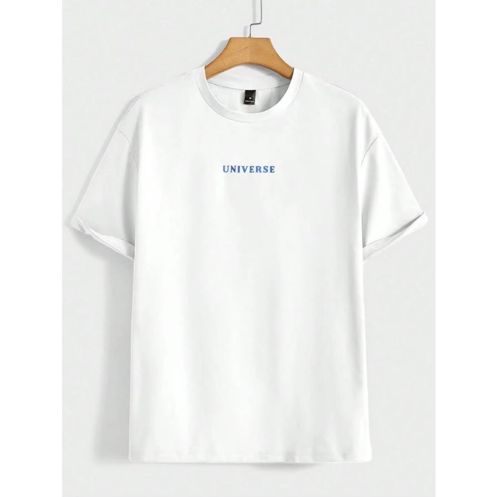 Acredite em Si Mesmo Universo Engraçado Gráfico Camisetas Masculinas Algodão Casual Manga Curta Moda Respirável Solta Oversized Camiseta