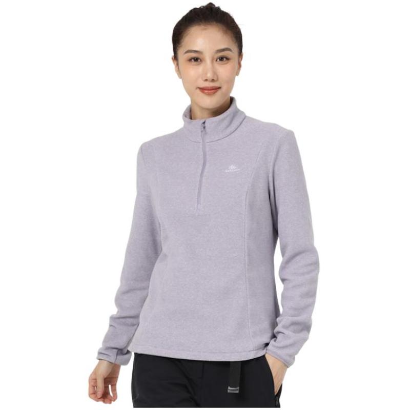 

DECATHLON MH100 Stand Up Collar Pullover Solid Colour Mountain Hiking Plus Fleece Jacket Women s 2XL фиолетовый