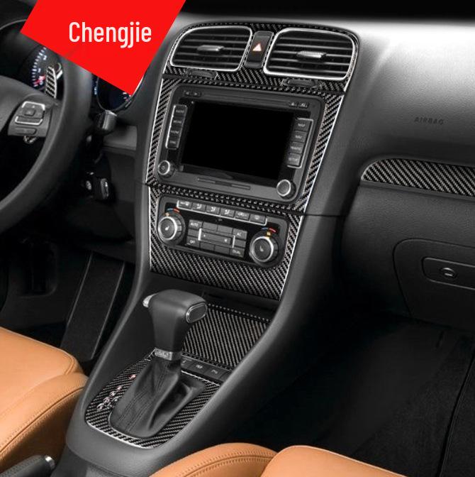 Interiér z uhlíkových vláken Středová konzole Rám řadicí páky & Lišta panelu AC CD pro VW Golf 6