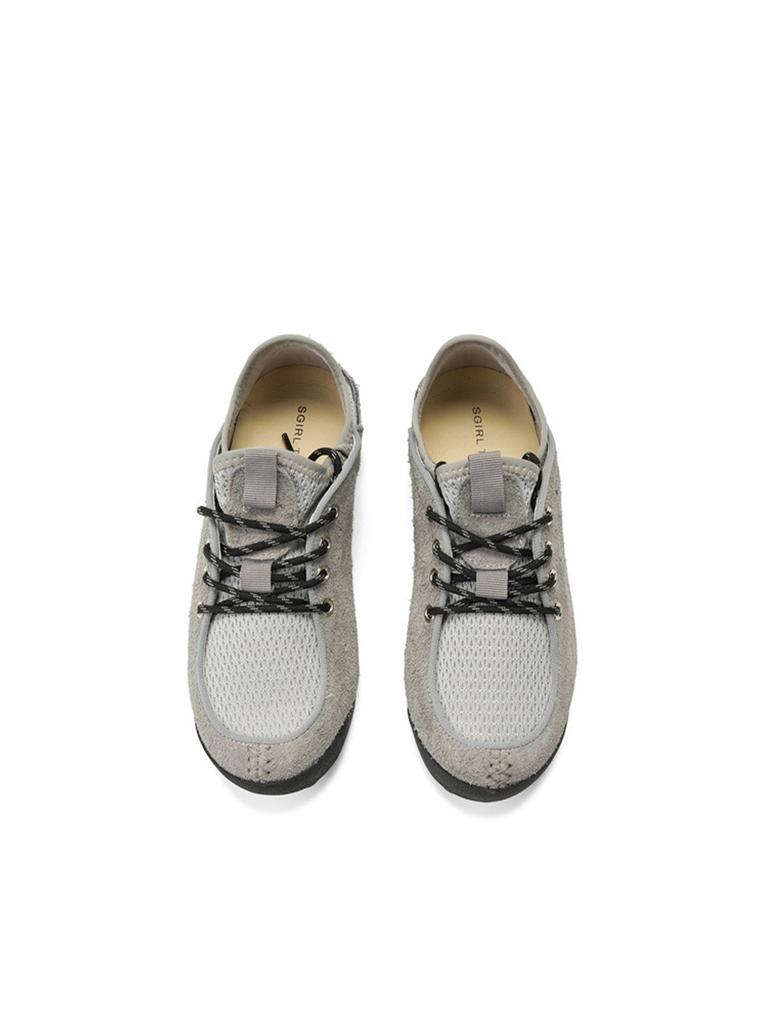 Vintage Suede Mesh Sneakers for Women Breathable Lightweight Casual Lace-Up Shoes with Rubber Sole