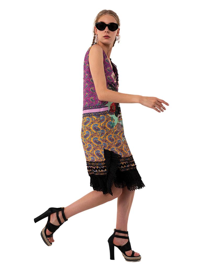 Greedius Purple Paisley Lace Dress