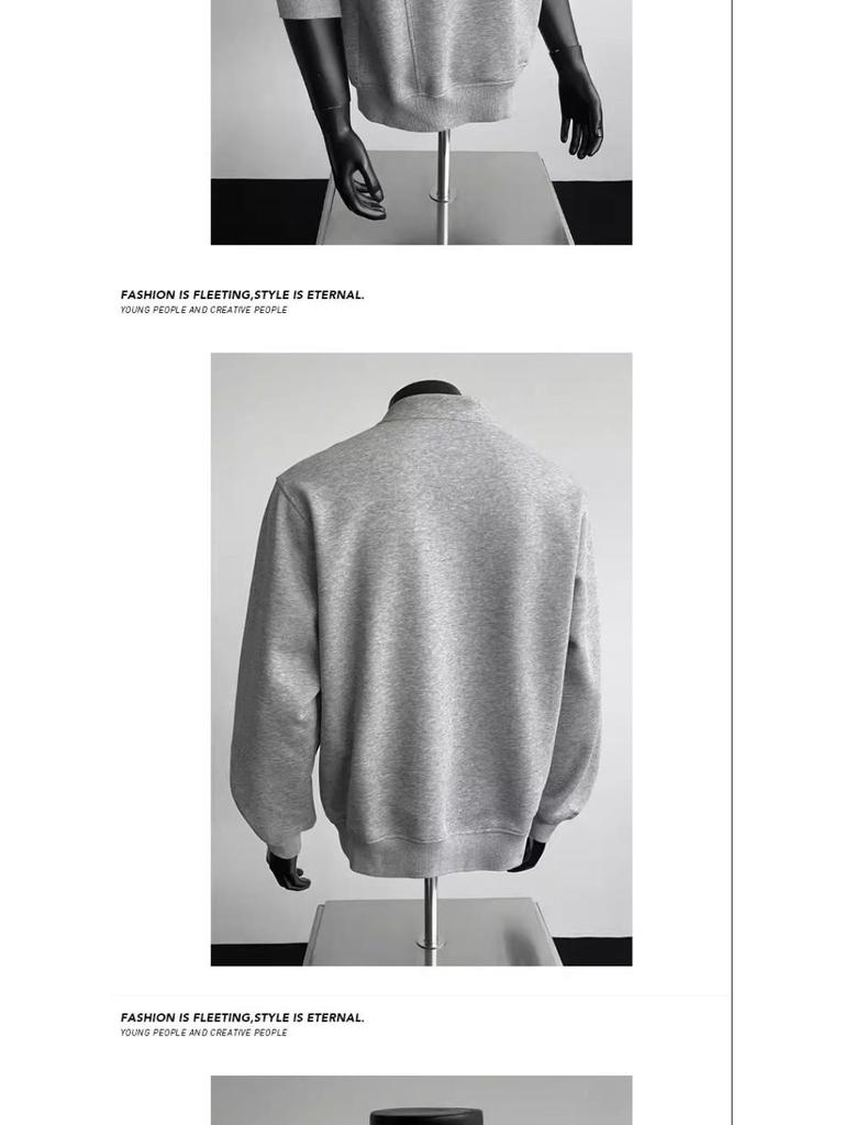 Men's Half-High Collar Hoodie: Autumn/Winter American Style, Heavyweight, Trendy Long Sleeve Top