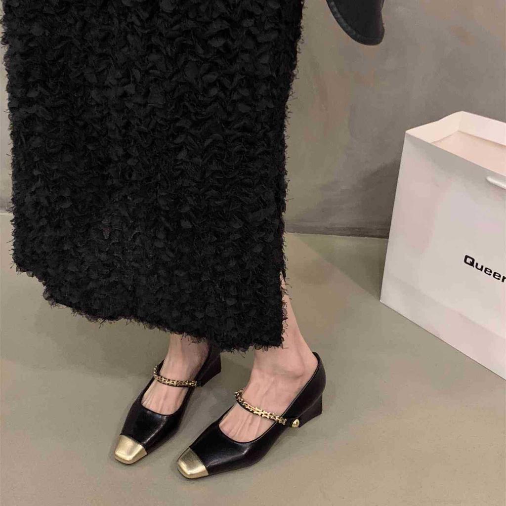Thick heel square head Mary Jane single shoes women's shoes 2025 new spring and autumn temperament shoes