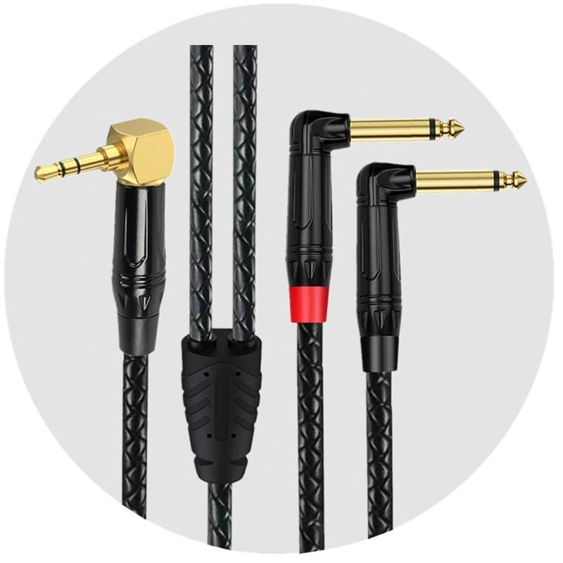 3.5mm To 2x6.35mm Adapter Cable 1/8inch to 1/4in Mono Sound Cable For Sound Recording Professional Applications