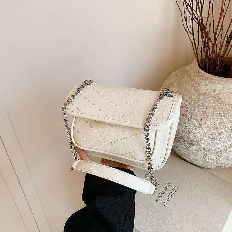 High-end Women's Bags Autumn New Trendy and Versatile Textured Chain Messenger Bags Fashionable Shoulder Bags