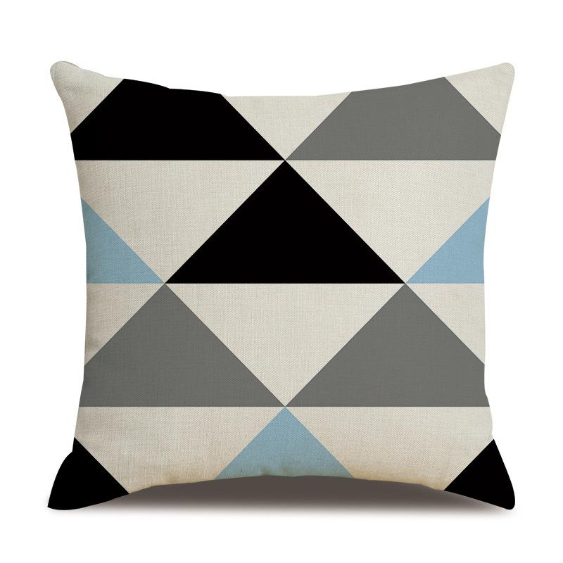 

Blue Triangle Line Mediterranean Style Geometric Graphic Pillow Cushion Cover 45Cm without pillow core