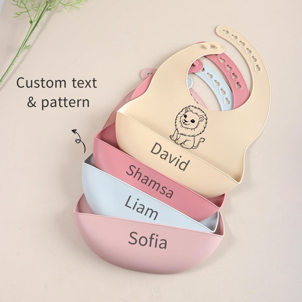 NEW Custom Cartoon deer rainbow Silicone Baby Bib with & pattern Food-Grade solid Feeding Bib DZ31