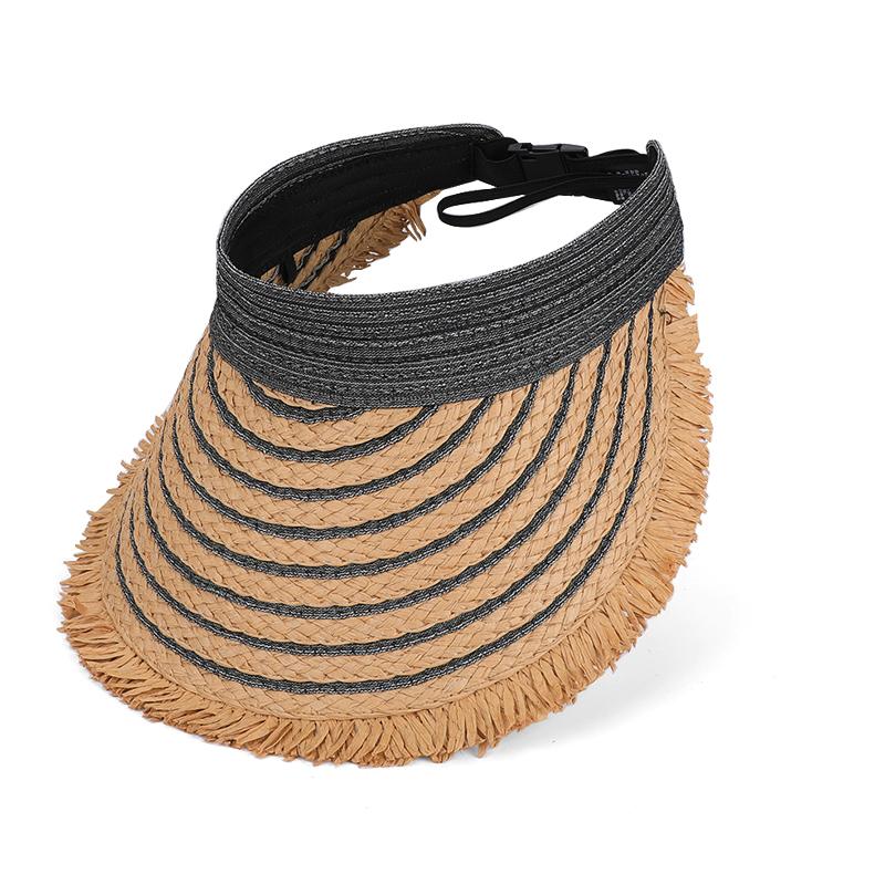Summer Large Eave Empty Roof Grass Hat Korean Version Fashionable Outdoor Sun Hat Beach Beach Trip Sun Hat for Women