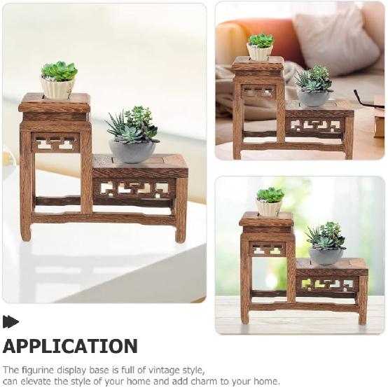 Angoily Vintage Display Stand Wood Stand for Crafts Figurine Display Base Tabletop Wood Base Vase Display Stand Flower Vase Base Buddha Statue Stand