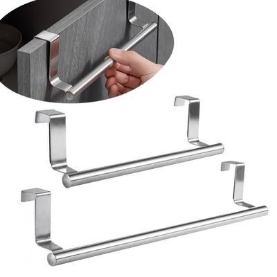 Towel Rack Over Door Stainless Steel Towel Bar Storage Organizer Wall Mount Bathroom Kitchen Cabinet Door Hanging Organizer Shel