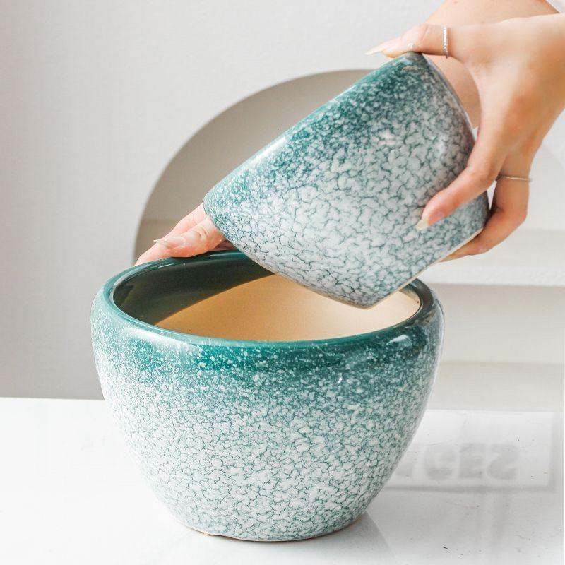 Nordic Style Extra-Large Ceramic Flower Pot for Indoor and Outdoor Use - Ideal for Money Tree & Pothos Creative Bonsai