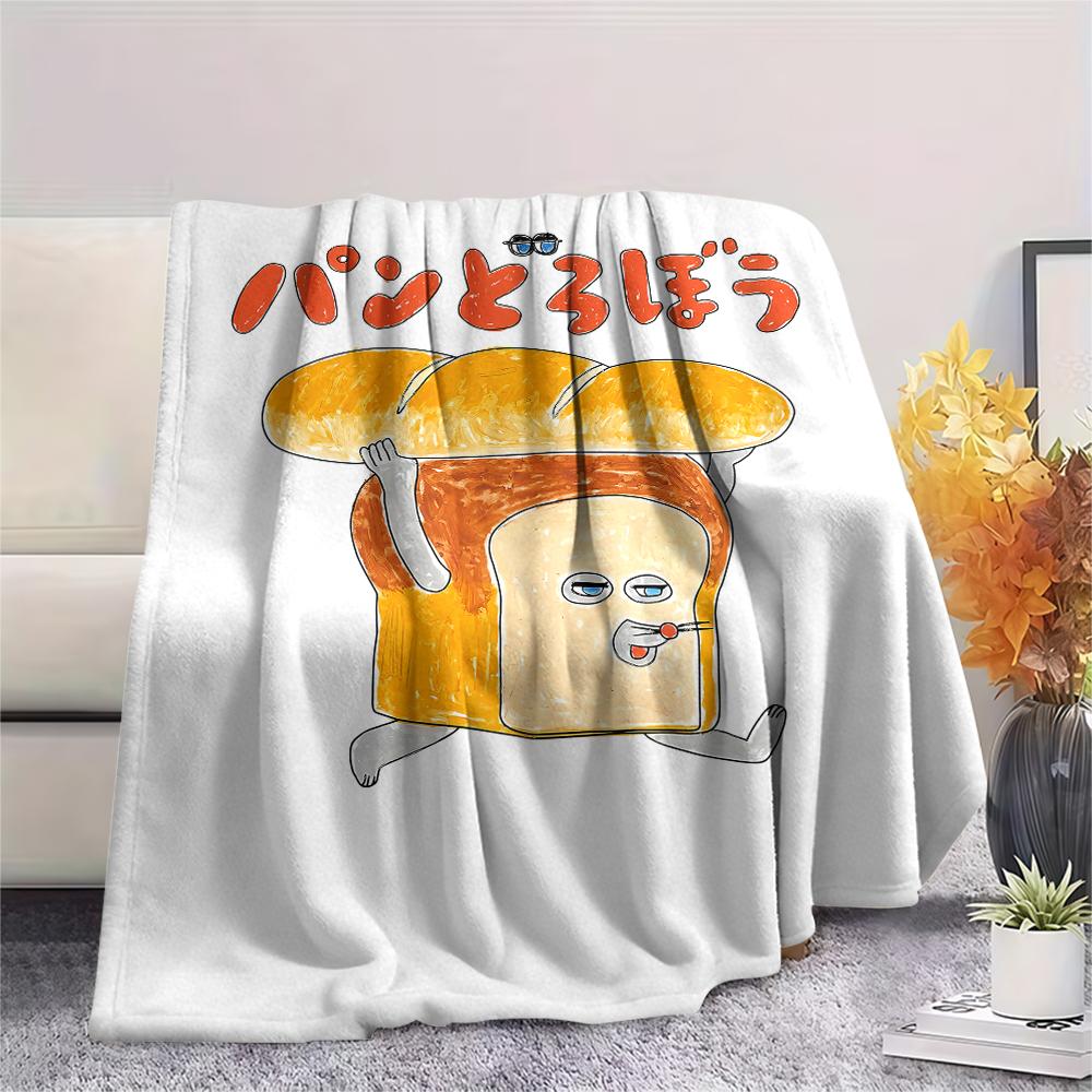 1PC Bread Thief Print Flannel Blanket, High quality All Seasons, Home Decor, Warmth and Comfort, Perfect for Christmas Gifts