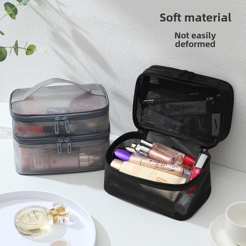 2024 Women's Double Layer Mesh Cosmetic & Toiletry Organizer – Large Capacity, Portable