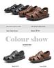 Men's Soft Leather Sandals: Summer Breathable, Non-Slip, Hollowed-Out, Soft Sole Beach Slippers for Students & Middle-Aged Dads