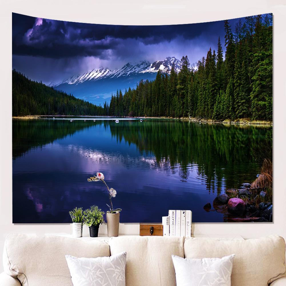 Natural Landscape Series Printed Tapestry Mountain Water Tree Background Painting Wall Decoration Blanket Tablecloths Beach Towels