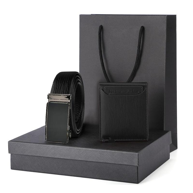 [Two-layer cowhide] Men's tree pattern leather belt wallet gift set gift box men's business brand belt