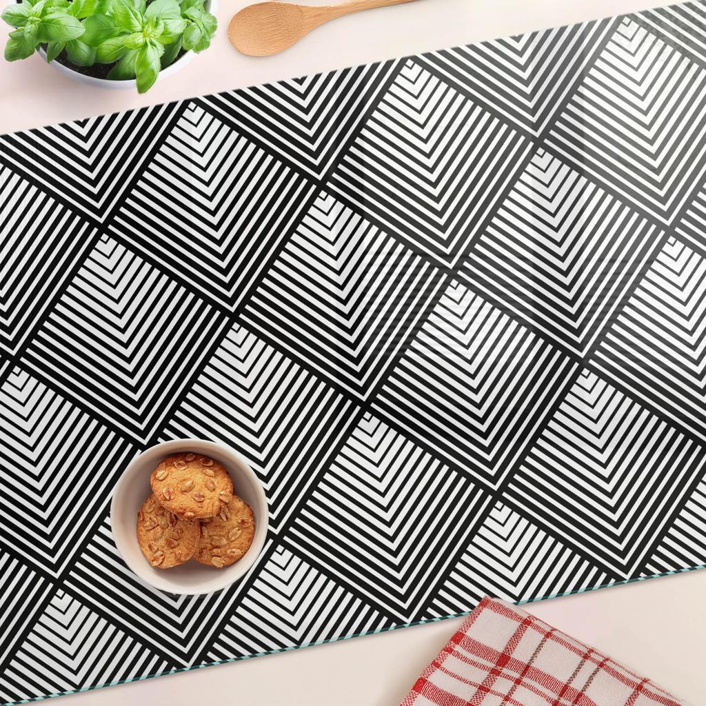 Stylish and Durable Glass Board with Geometric Shapes Print 80x52 Cm