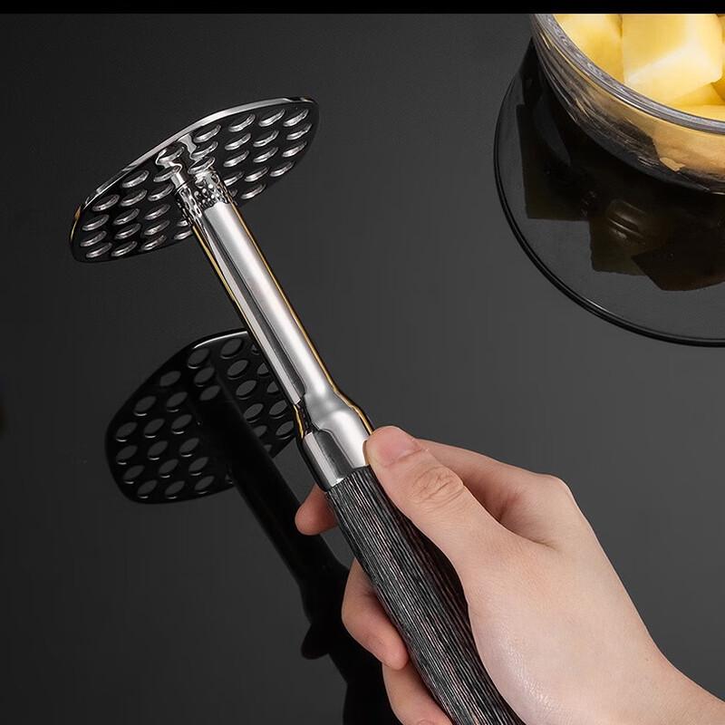 ZISIZ Wooden Handle Stainless Steel Potato Masher