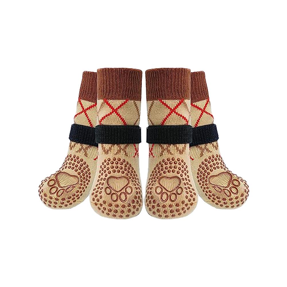 4 Stück/Set Rutschfest Pfotenschutz Hundesocken Schwarz Braun Anti-Haaren Atmungsaktiv Rutschfeste Socken Für 5-30kg Mittelgroße Große Hunde