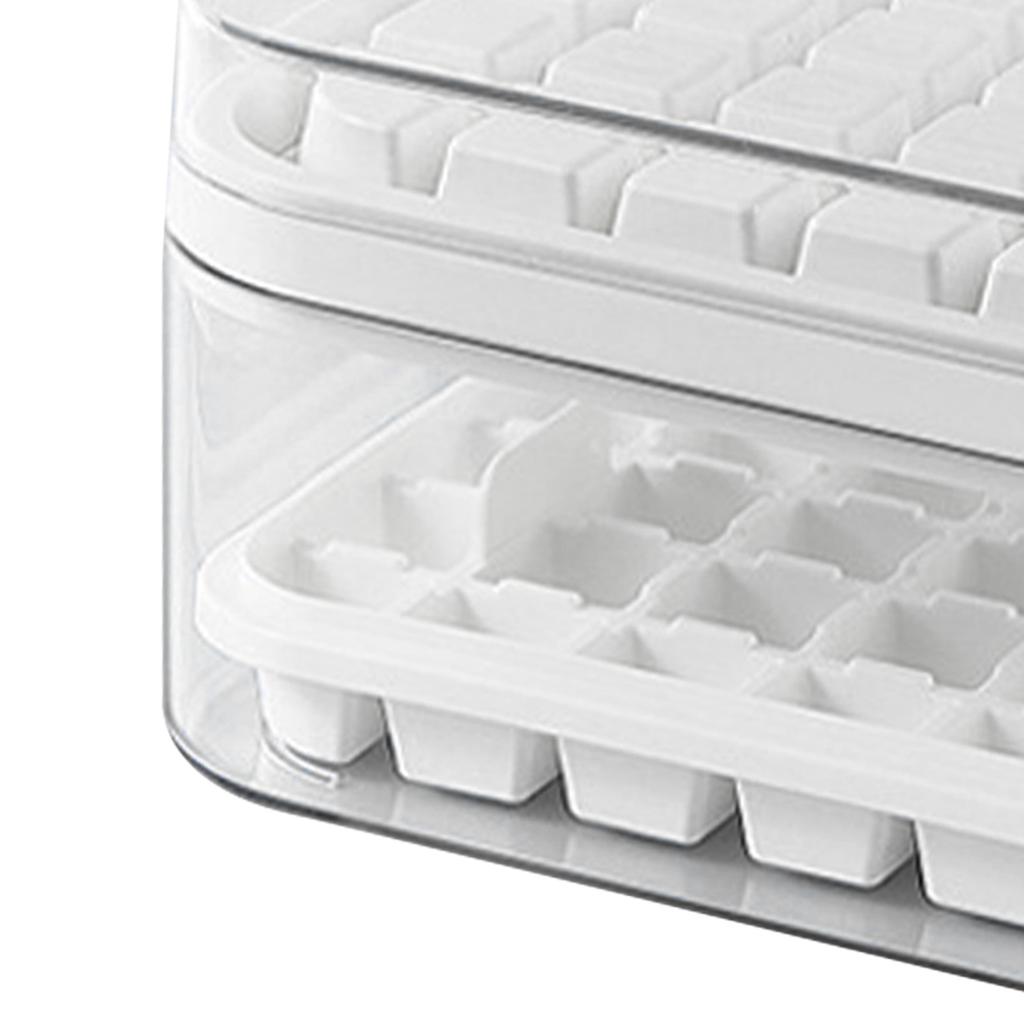 Ice Cube Tray Double Layer 64Pcs Ice Maker Box Home Press Easy Release Ice Freezer Storage Box