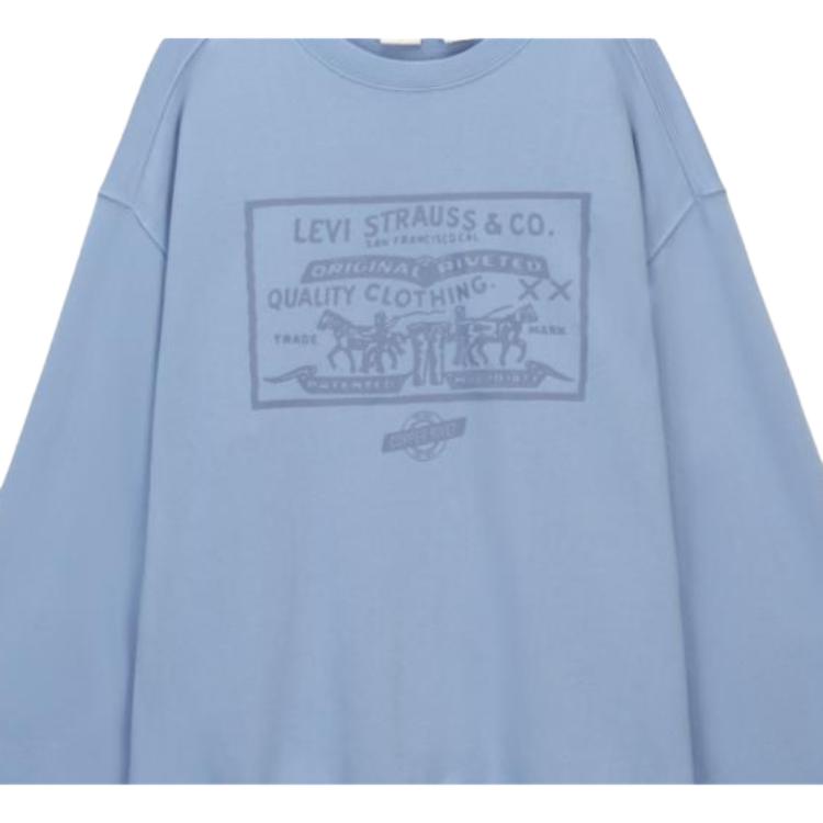 Levis Loose Fit Round Neck Printed Casual Long Sleeve Sweatshirt Men sweatshirt Blue 0019A-0002