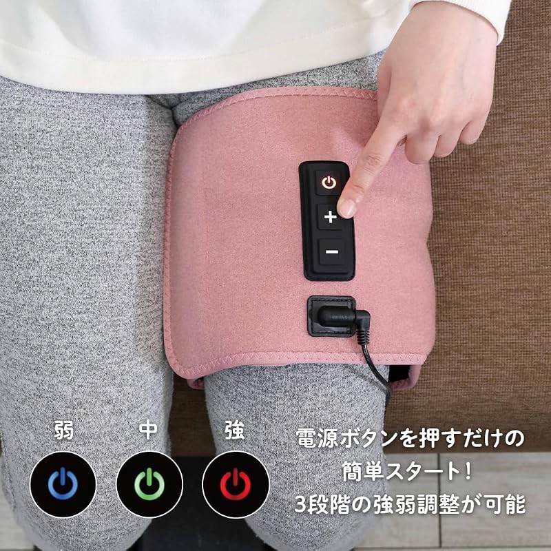 Gorilla's Two-Grip Thigh and Calf Care 2-Way Single Leg Care Electric Massager 3-Stage Adjustment (Strong-Medium-Weak) 10-Minute Timer Lightweight