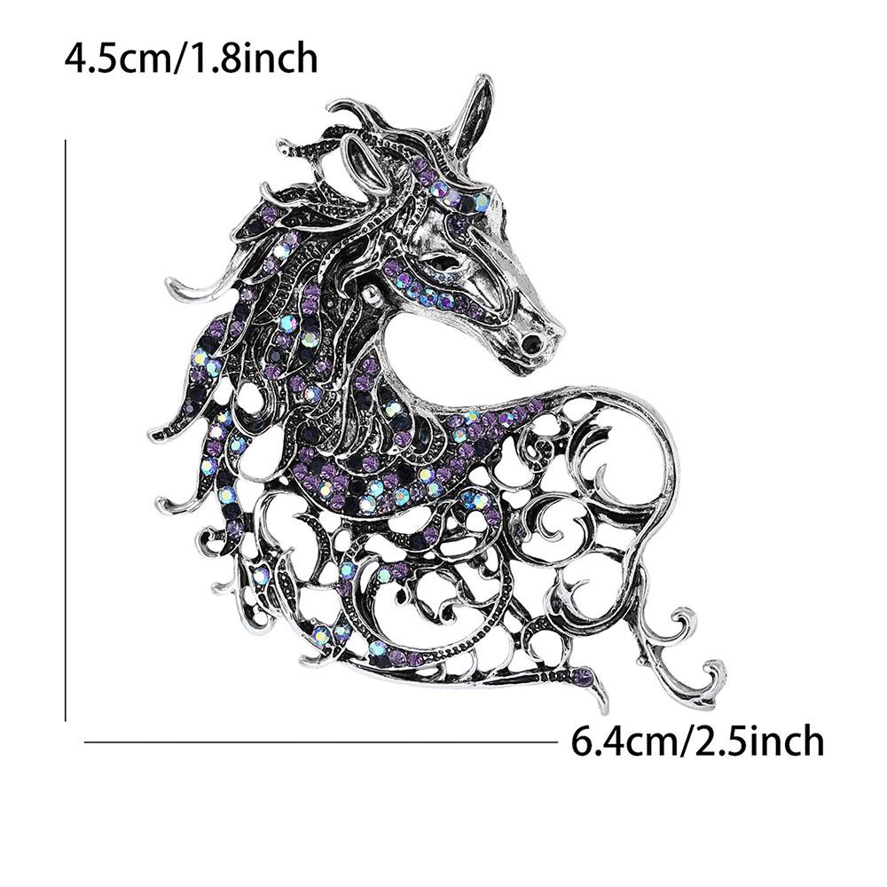 1Pc Luxury Rhinestone Horse Brooches Women Men Vintage Colorful Crystal Handsome Alloy Brooch Badge Pin New Year Jewelry Gift