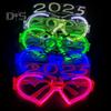 2025 Christmas Glasses Sequin 3 Flashing Modes LED Light Up 2025 New Year Photo Prop Anti-slip Unisex Holiday Themed Party Atmosphere Activator
