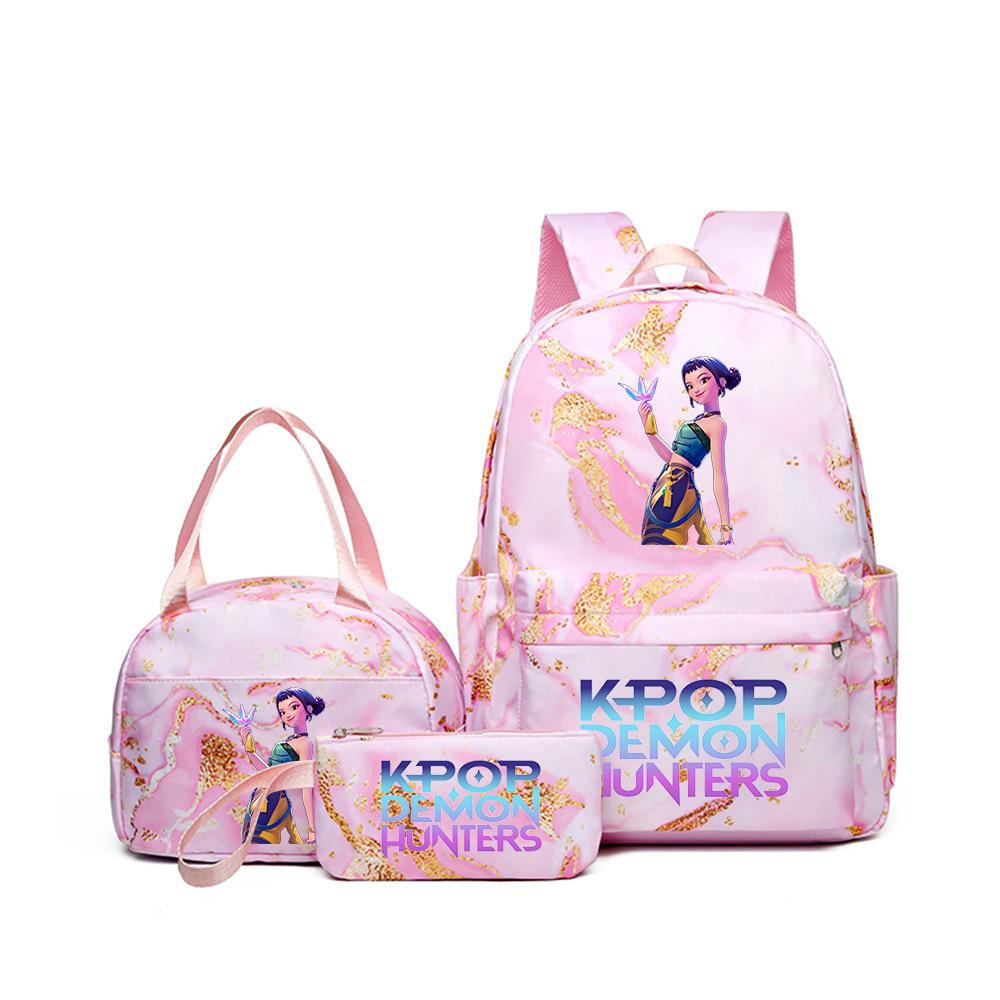 Kpop Witch Hunter Backpack Lunch Bag Pencil Case Set Student Animation Fashion School Bag Pencil Case Lunch Bag